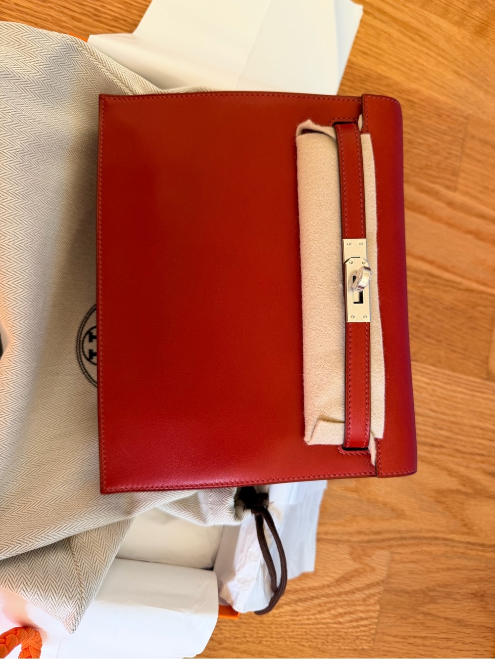 Hermes Red Leather Crossbody Bag
